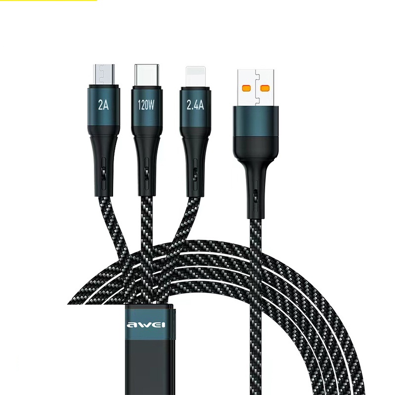 Awei CL972 1M 3 in 1 USBC 120W IOS 20W Super Fast Charging Cables